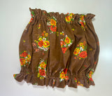 Brown Floral Print Knit Tube Top