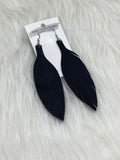 Large Leather Fringe Feather Black