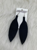 Large Leather Fringe Feather Black