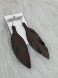 Large Leather Fringe Feather Shimmery Brown