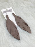 Large Leather Fringe Feather Shimmery Brown