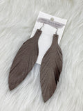 Large Leather Fringe Feather Shimmery Brown