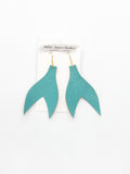 Mermaid Tails Leather Earrings Aqua