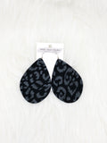 Teardrop Leather Earrings Large Animal Print