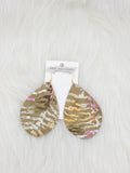 Teardrop Leather Earrings Large Animal Print