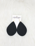 Teardrop Leather Earrings Large Solid Color