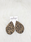 Teardrop Leather Earrings Large Animal Print