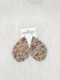 Teardrop Leather Earrings Large Floral