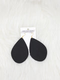 Teardrop Leather Earrings Large Solid Color