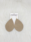 Teardrop Leather Earrings Large Glitter