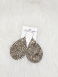 Teardrop Leather Earrings Large Animal Print