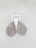 Teardrop Leather Earrings Large Glitter