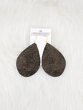 Teardrop Leather Earrings Large Glitter