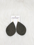 Teardrop Leather Earrings Large Glitter