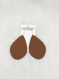 Teardrop Leather Earrings Large Solid Color
