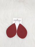 Teardrop Leather Earrings Large Solid Color