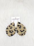 Teardrop Leather Earrings Large Animal Print