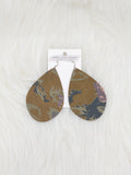 Teardrop Leather Earrings Large Floral