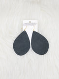 Teardrop Leather Earrings Large Suede