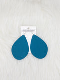 Teardrop Leather Earrings Large Solid Color