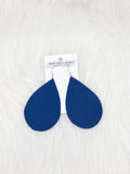 Teardrop Leather Earrings Large Solid Color