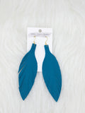 Large Leather Fringe Feather Dark Teal