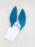 Large Leather Fringe Feather Dark Teal