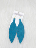 Large Leather Fringe Feather Turquoise Suede