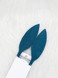 Large Leather Fringe Feather Dark Teal Suede
