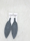Large Leather Fringe Feather Dark Silver