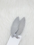 Large Leather Fringe Feather Dark Silver