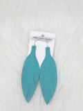 Large Leather Fringe Feather Light Aqua