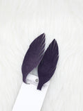 Large Leather Fringe Feather Dark Purple