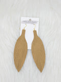 Large Leather Fringe Feather Dark Gold Glitter