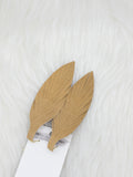 Large Leather Fringe Feather Dark Gold Glitter