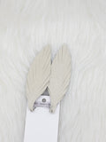 Large Leather Fringe Feather Silver Glitter
