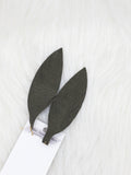 Large Leather Fringe Feather Glitter Olive