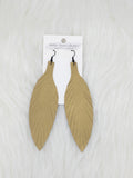 Large Leather Fringe Feather  Soft Gold