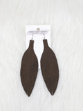 Large Leather Fringe Feather Dark Brown