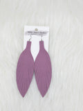 Large Leather Fringe Feather Periwinkle
