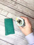 Upcycled quilt eyeglass case blue