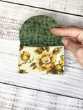 Vintage fabric pocket snap wallet olive floral