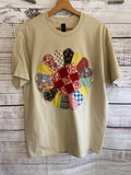 Large Beige Vintage Quilt Block tee