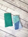 Upcycled quilt eyeglass case blue
