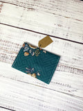 Vintage fabric pocket snap wallet green floral