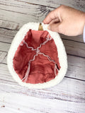 Handmade Upcycled quilt beanie hat coral