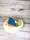 Handmade Upcycled quilt beanie hat multi