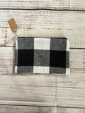 Black and white buffalo print zipper pouch