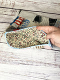 Vintage quilt top and doily zipper pouch large