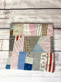 Vintage quilt top and doily zipper pouch large